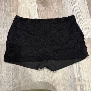 Black Lace Layered Women's Shorts